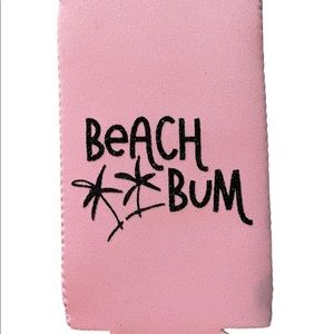 Pink Slim Can Coozie - “Beach Bum” Decal